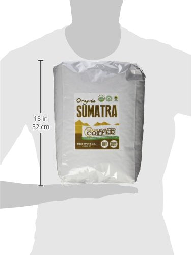 Fresh Roasted Coffee,100% Organic Sumatra | 5 lb (80 oz) | Single Origin | Medium Roast | RFA Kosher | Whole Bean