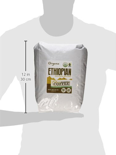 Fresh Roasted Coffee, Fair Trade Organic Ethiopian Sidamo, 5 lb (80 oz), Light Roast, Kosher, Whole Bean