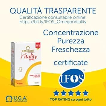 OMEGOR® Vitality 1000-90 Capsules Omega-3 with 800mg EPA/DHA Omega-3 IFOS 5-Star Certified 2006 | 90% Omega-3 Omega-3 in
