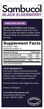 Sambucol Black Elderberry Tablets with Vitamin 15 Tablets