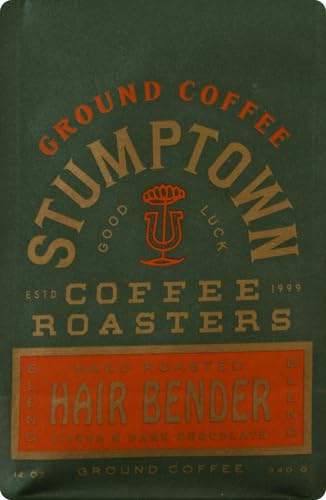 Stumptown Coffee Roasters, Medium Roast Ground Coffee - Hair Bender 12 Ounce Bag, Flavor Notes of Citrus and Dark Chocolate (Pack of 3)