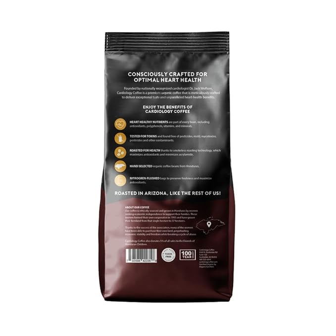 Heart Healthy Coffee - Organic Mold Free Coffee Whole Bean Light Roast - USDA Certified Hand-Selected Honduras Cardio Coffee - Non-GMO Tested for Mycotoxins & Pesticides - 12oz