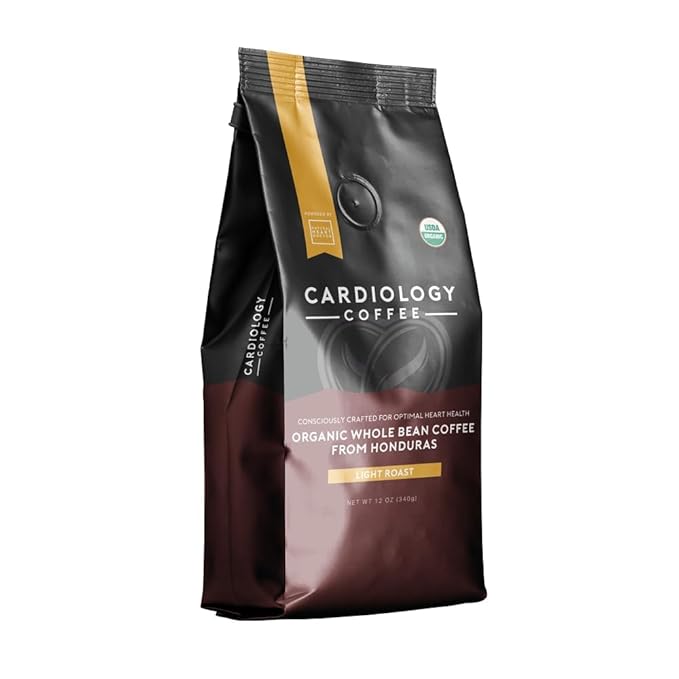 Heart Healthy Coffee - Organic Mold Free Coffee Whole Bean Light Roast - USDA Certified Hand-Selected Honduras Cardio Coffee - Non-GMO Tested for Mycotoxins & Pesticides - 12oz