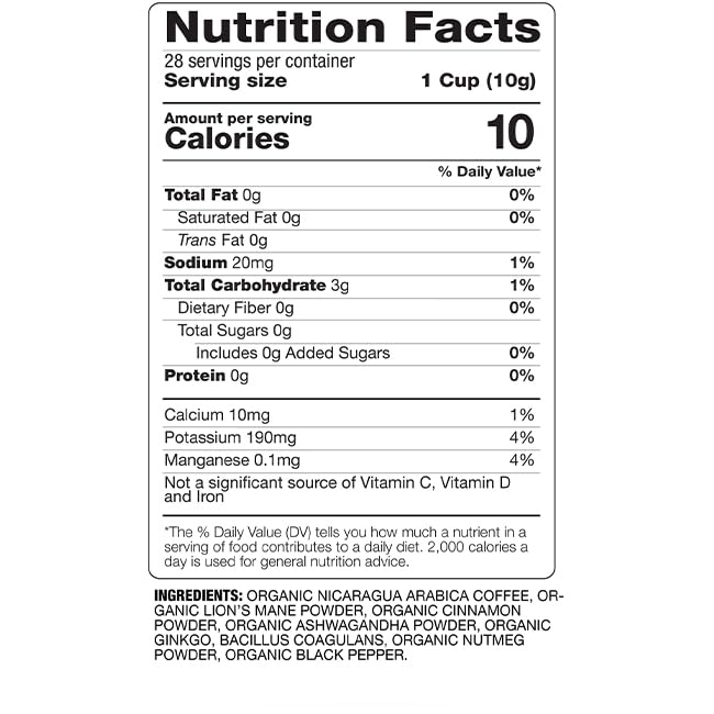 BareOrganics Artisan Ground FOCUS Bagged Coffee with Superfoods, Medium Roast, Non-GMO & Gluten-free, Ginkgo, Ashwagandha & Lion’s Mane Mushrooms, 10 oz