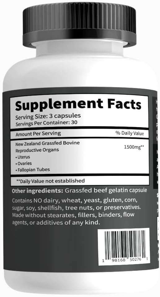 Primal Being Grassfed Beef Female Vitality Supplement- Supports Hormonal Health, Fertility, Inflammation, Energy - 90 Capsules, 1500mg per Serving