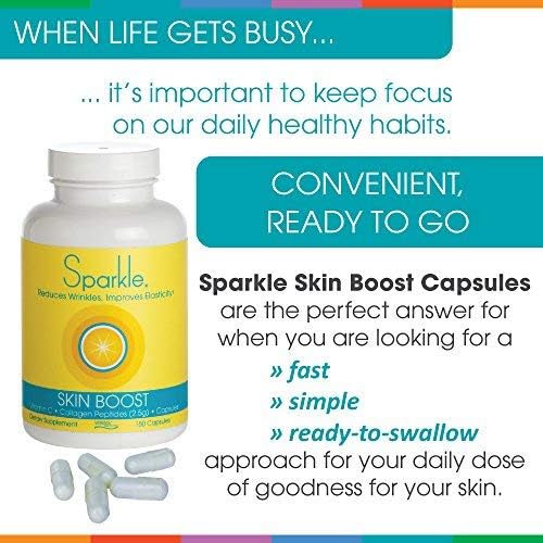 Sparkle Skin Boost Collagen Capsules 3-Pack (180 Pills 30 Days 2500mg Verisol