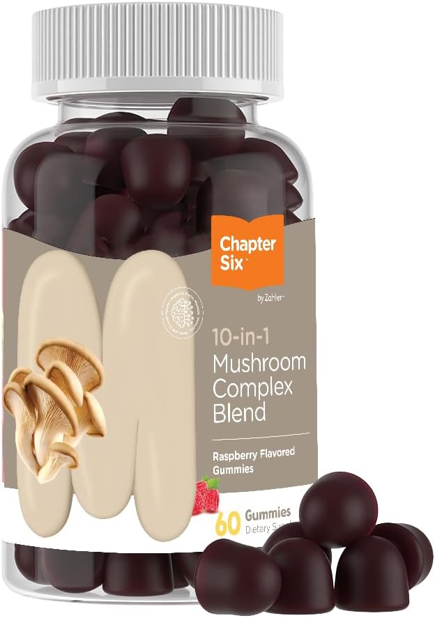 Zahler 10-in-1 Mushroom Gummies Raspberry Flavored 6 Adaptogenic (60)