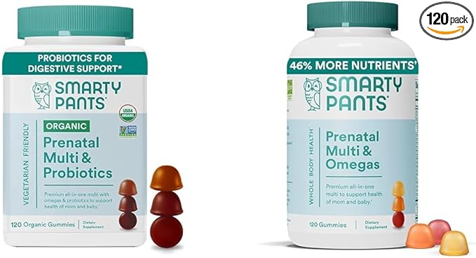 SmartyPants Organic Prenatal Vitamins for Women 3, Vitamin D3, B12, B12, B6, B6, A, 120 Count