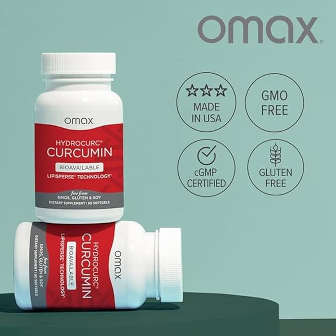 Omax3 2 Pack- HydroCurc Turmeric Curcumin Softgels, Highly Bioavailable MCT Oil Nanoparticle for Potency & Absorption, Joint Health, 120 Softgels