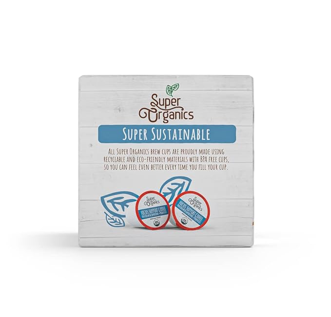 Super Organics Focus Support Coffee Brew Cups With Superfoods & Probiotics Keurig K-Cup Compatible Focus and Adaptogens Medium Roast, USDA Certified, Vegan, Non-GMO Coffee, 60ct