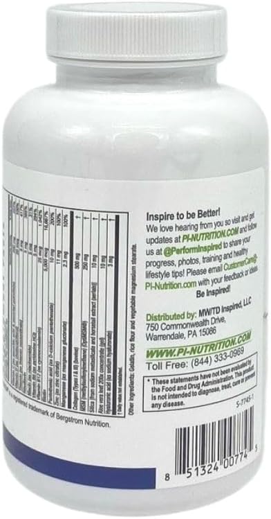 Performance Inspired Nutrition Collagen Joint/Skin/Nails/Beauty Support Capsules 5,000mcg of 120 Ct