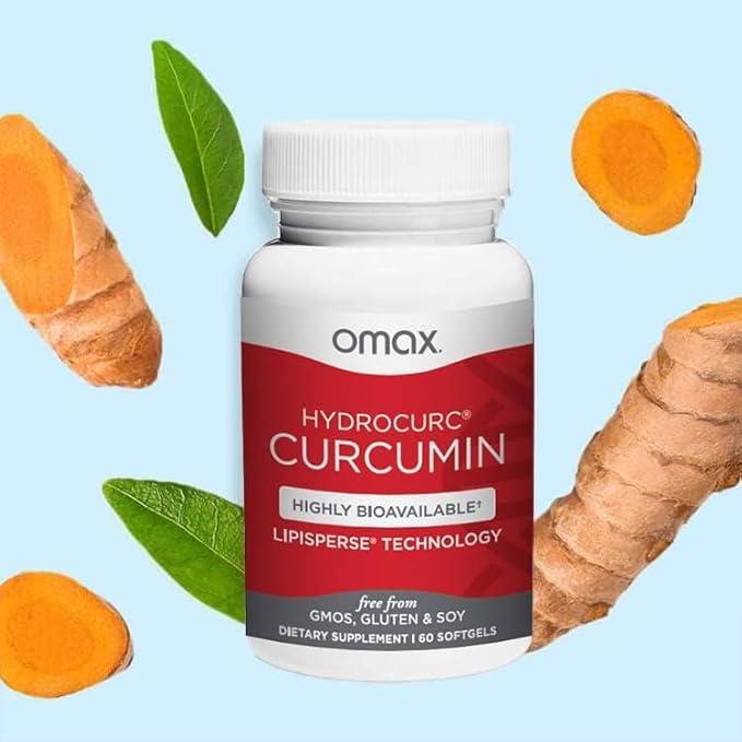 Omax3 2 Pack- HydroCurc Turmeric Curcumin Softgels, Highly Bioavailable MCT Oil Nanoparticle for Potency & Absorption, Joint Health, 120 Softgels