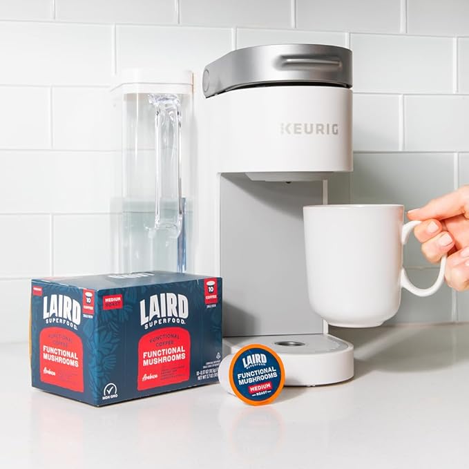 Laird Superfood K-Cups with Functional Mushrooms – Medium Roast, 10ct - Made with Organic Extracts of Chaga Mushrooms, Lion’s Mane, Maitake, and Cordyceps Functional Mushrooms