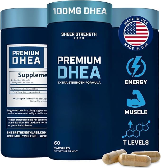 DHEA Supplement for Men DHEA 100mg - Pure DHEA Supplement for Men for Strength and Hormone Balance - DHEA Supplement for Women and Men - High Purity Enhanced Absorption 60 SV USA