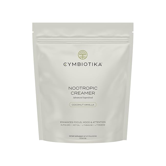 CYMBIOTIKA Nootropic Creamer with MCT Oil, L-Theanine, and Alpha GPC, Enhance Focus, Mental Clarity, and Energy, Sugar-Free, Keto-Friendly Brain Boosting Coffee Creamer for Cognitive Performance and Stress Relief
