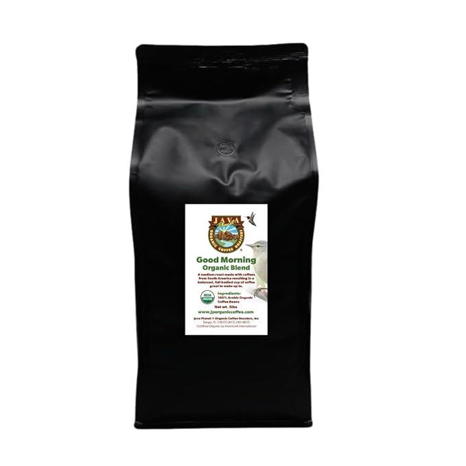 Java Planet Organic, Good Morning Blend Medium Roast, Smooth Full Flavored Organic Coffee Beans, Low Acid, Whole Bean Coffee 5LB Bag