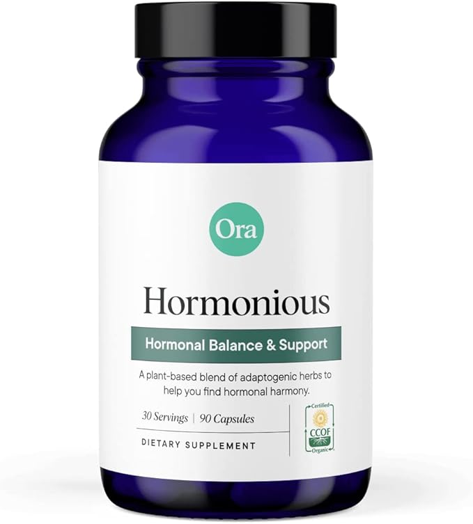 Ora Organic Natural Hormone Balance Supplement & Hormonal Acne Relief for Women - Support Skin, Mood, Energy, PMS & Menopause - Ashwagandha, Maca, Burdock Root, Cordyceps & VIT C - 90 Capsules