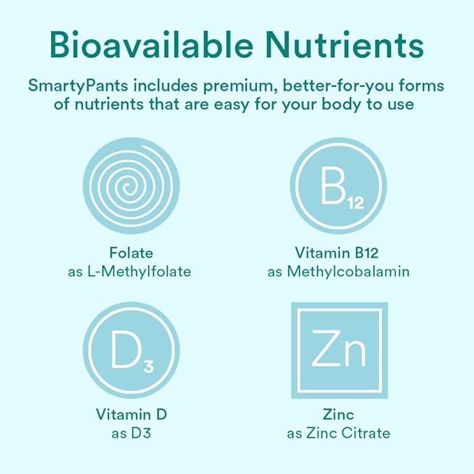 SmartyPants Prenatal Vitamins for Women, Multivitamin 3 Fish D3, C, B12, B6, B6, Vitamin 120 Count (30 Day