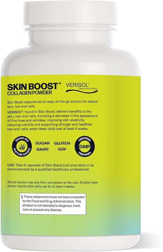 Sparkle Skin Boost Collagen Capsules 3-Pack (180 Pills 30 Days 2500mg Verisol