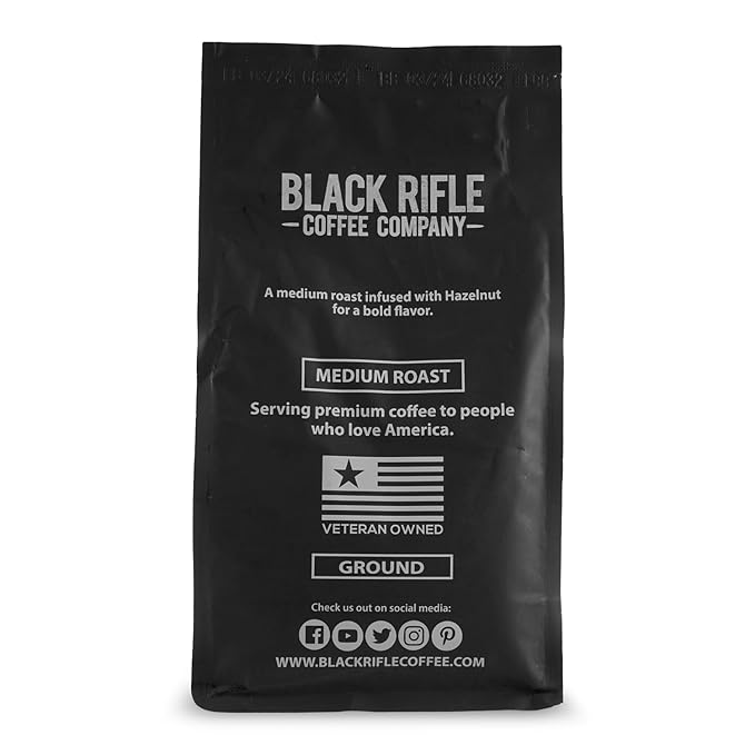 Black Rifle Coffee Company Hazelnut, Flavored Medium Roast Ground Coffee, 12 OZ Bag