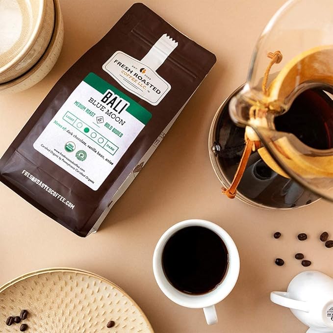 Fresh Roasted Coffee, Organic Bali Blue Moon, 2 lb (32 oz), Medium Roast, Kosher, Whole Bean