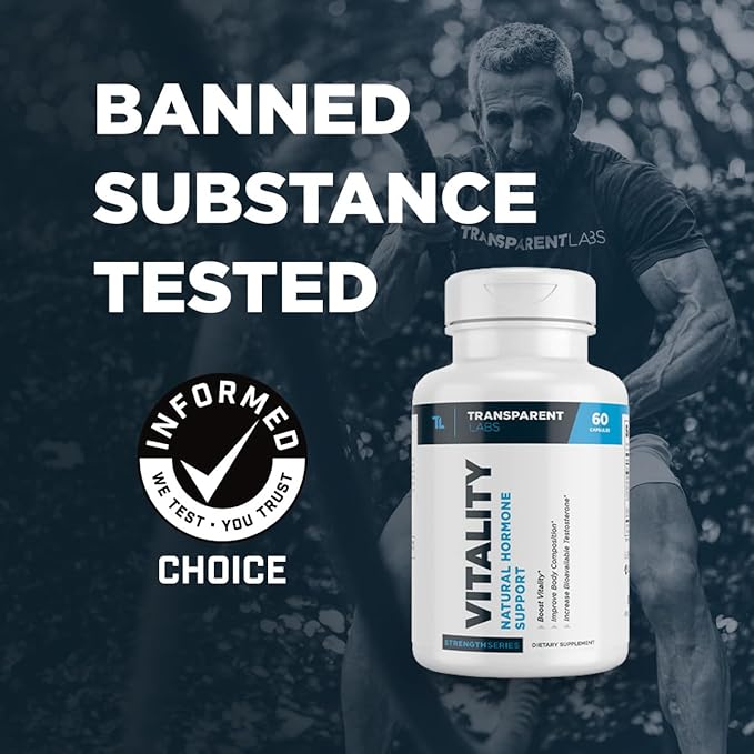 Vitality Testosterone Booster - Testosterone Supplement for Men with Ashwagandha KSM 66, PrimaVie Shilajit Extract, & DIM to Boost Vitality, Strength, & Increase Bioavailable Testosterone - 60 Count