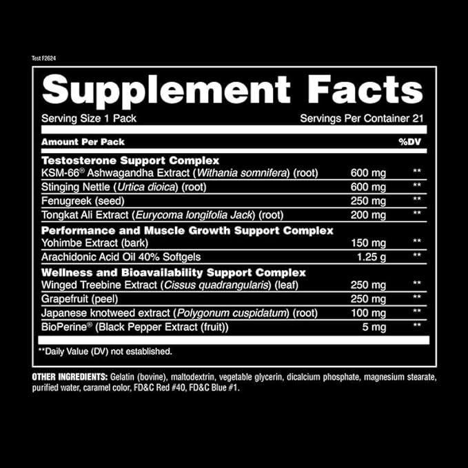 Animal Test Testosterone Booster for Men - Male Enhancing Supplement Libido Booster for Strength Athletes & Bodybuilders to Increase Stamina, Endurance, Muscle Growth, All-in-One Packs – 21 Day Cycle