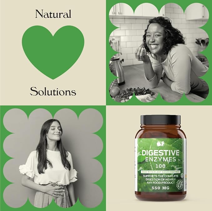 Digestive Enzymes Supplements, Natural Plant Based Superfood 100 Capsules 600mg Probiotics