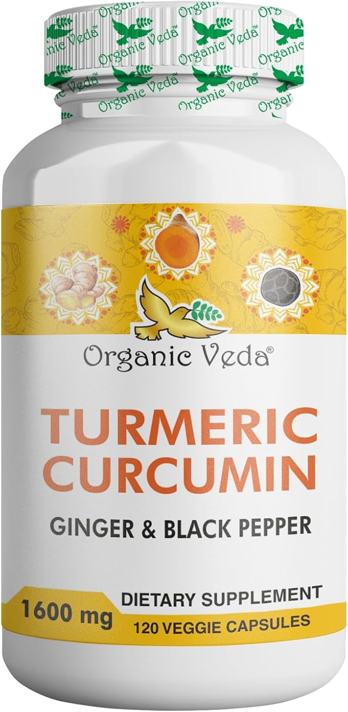 Organic Veda Turmeric and Ginger Capsules 120 pills (95% curcuminoids)