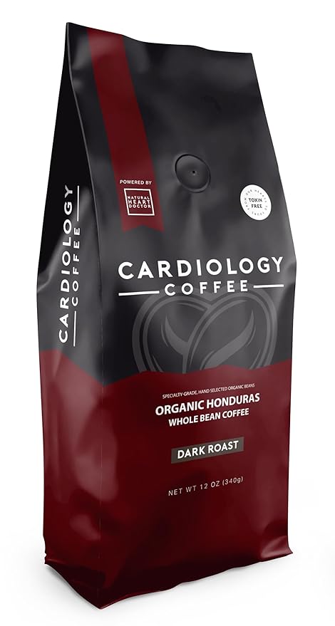 Heart Healthy Coffee - Organic Mold Free Coffee Whole Bean Dark Roast - USDA Certified Hand-Selected Honduras Cardio Coffee - Non-GMO Tested for Mycotoxins & Pesticides - 12oz