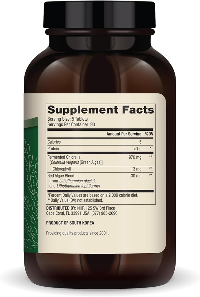 Dr. Mercola Fermented Chlorella with Chlorophyll, 90 Servings (450 Tablets), 2 Bottles,