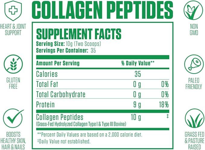 Collagen Peptides Powder #1 Rated 1 & 3 Anti-Aging (35 Servings)