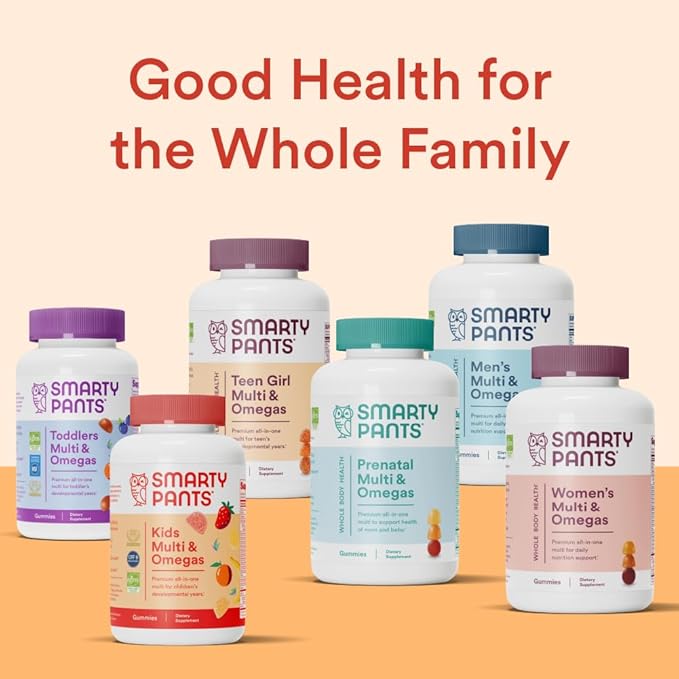 SmartyPants Organic Kids Multivitamin Gummies: Probiotics, 3 (ALA), D3, C, B12, B6, B6, Vitamin 120 Count (30 Day