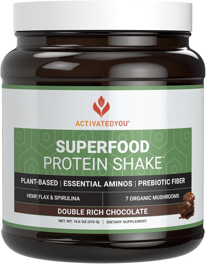 ACTIVATEDYOU Superfood Protein Shake -Vegan Plant 7 Mushroom (15 Servings)