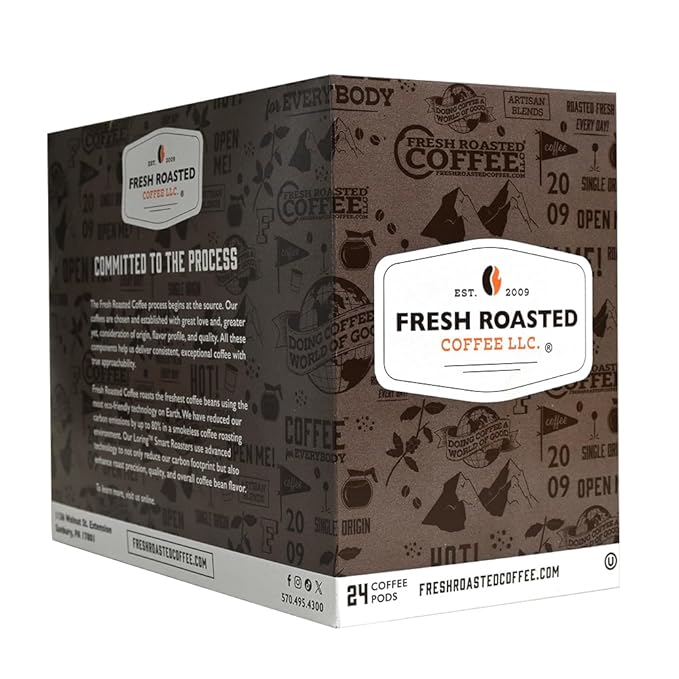 Fresh Roasted Coffee, Organic Peru, Medium Roast, Mold & Mycotoxin Tested, 72 Pods for K Cup Brewers