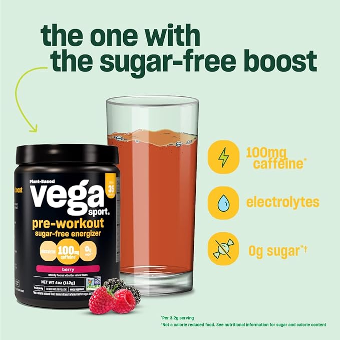 Vega Sport Sugar Free Pre-Workout Energizer, Berry 4 oz