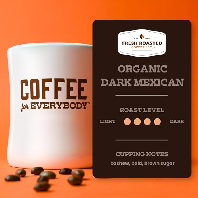 Fresh Roasted Coffee, Organic Dark Mexican, Dark Roast, Mold & Mycotoxin Tested, 24 Pods for K Cup Brewers