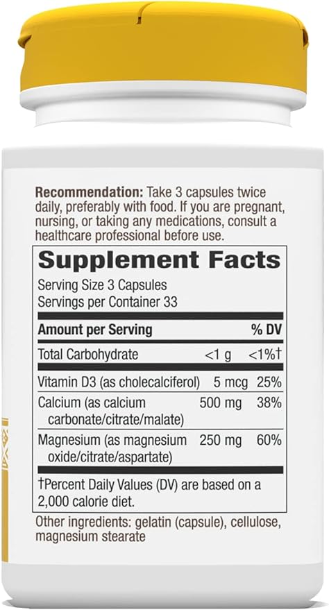 Nature's Way Calcium-Magnesium-Vitamin D Capsules, Supports 100 Capsules