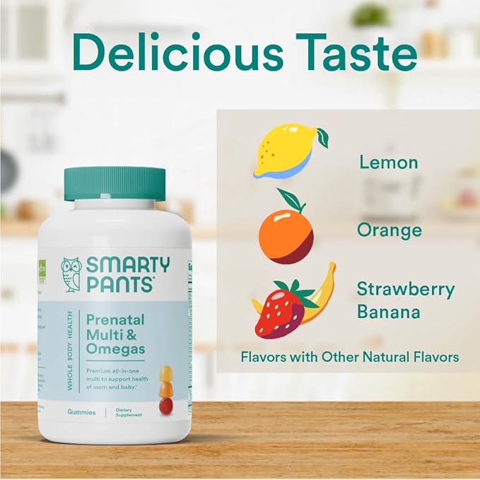 SmartyPants Prenatal Vitamins for Women, Multivitamin 3 Fish D3, C, B12, B6, B6, Vitamin 120 Count (30 Day