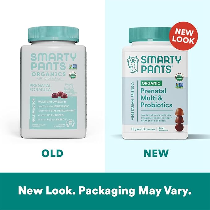 SmartyPants Organic Prenatal Vitamins for Women 3, Vitamin D3, Vitamin B12, 120 120 Count