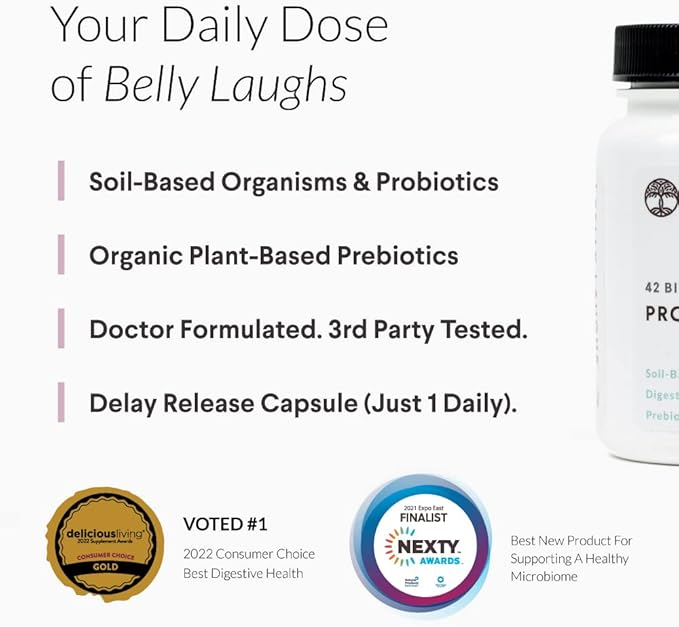Probiotics+, Award-Winning SBO Probiotics, Organic Prebiotics, 42 Billion 30 Servings