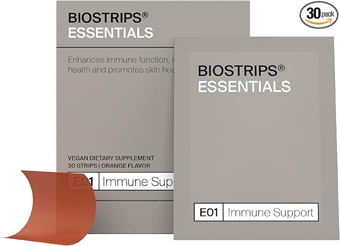 BIOSTRIPS® Immune Support - 5-in-1 Immune Health - Oral Supplement Strips - Supports Immune Function, Gut Health, Skin - Vitamin C, Vitamin D, Zinc, Elderberry - 30 ct