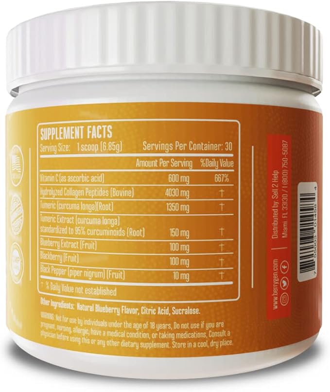 Turmeric Curcumin Collagen Powder with Vitamin C 30 Servings (1)