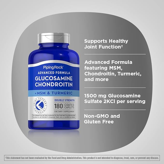Piping Rock Glucosamine Chondroitin MSM Plus Turmeric 180 Coated