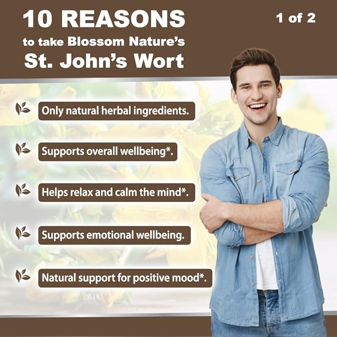St Johns Wort 900mg-Mood Support Supplement*-Calm Supplements*-120 Vegetable Capsules(2 Month Supply),450mg of Perforatum),0.3%Hypericin per