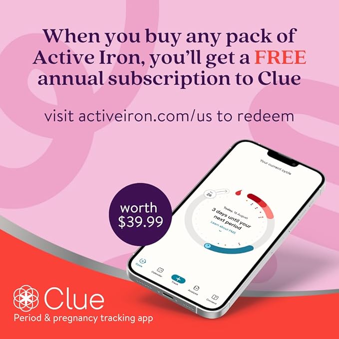 Active Iron Supplement for Women, Non-Constipating, 30 Active Iron Ferrous Sulphate Capsules with 30 Women's Multivitamin Tablets, Clinically Proven to Increase Iron & Energy Levels