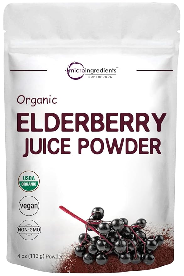Organic Elderberry Juice Powder, 4oz 100% Natural