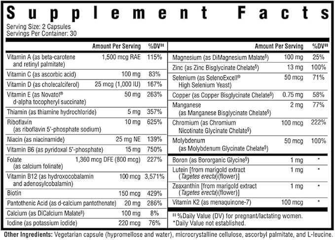 Seeking Health Prenatal Essentials MF B6, Zinc B12-60 Capsules
