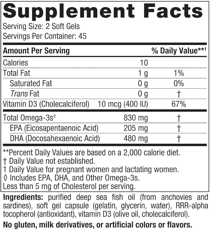 Nordic Naturals Prenatal DHA, Unflavored 90 Soft 830 mg Omega-3 + 400 IU D3 - 45 Servings