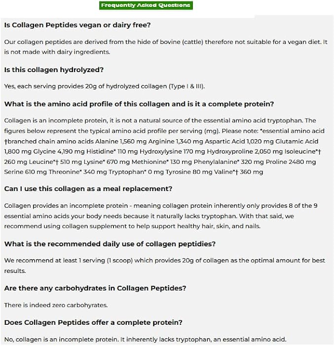 Orgain Hydrolyzed Collagen Peptides Powder 20g Grass 1lb
